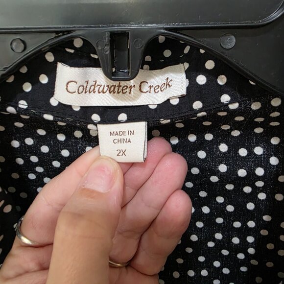 Coldwater Creek Black & White Polka Dot Blouse – Women’s Plus 2X Long Sleeve - Picture 2 of 10